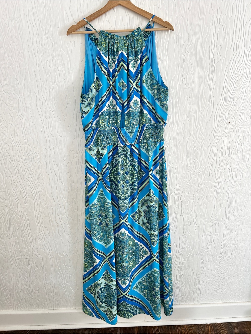 Taylor Blue & Teal Geometric Halter Maxi Dress - Picture 5 of 6